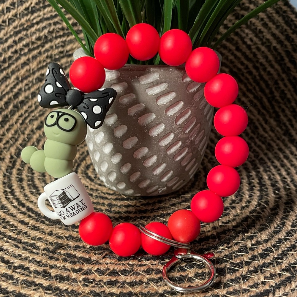Bookworm Beaded Keychain Wristlet